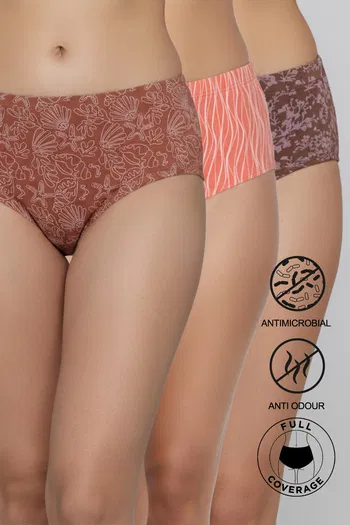 Buy Zivame Medium Rise Full Coverage Hipster Panty (Pack of 3) - Multicolor